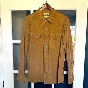 Madewell Brown Corduroy Western Pearl Snap